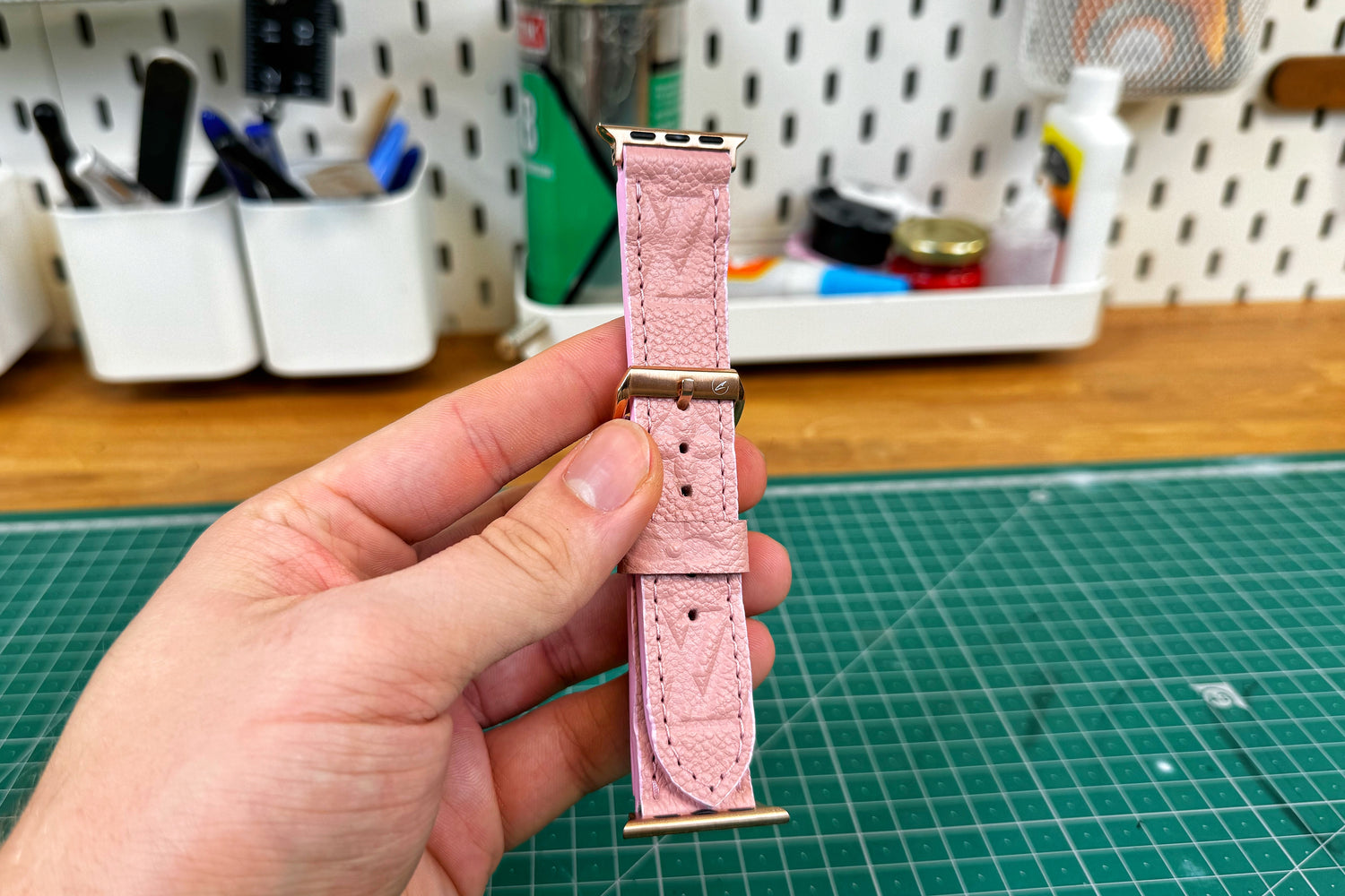 Pink Embossed LV Watch Band