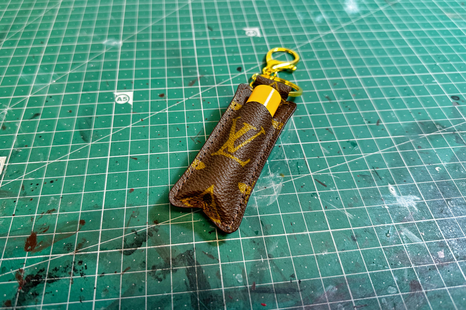 Brown Monogram Lip Balm Keychain