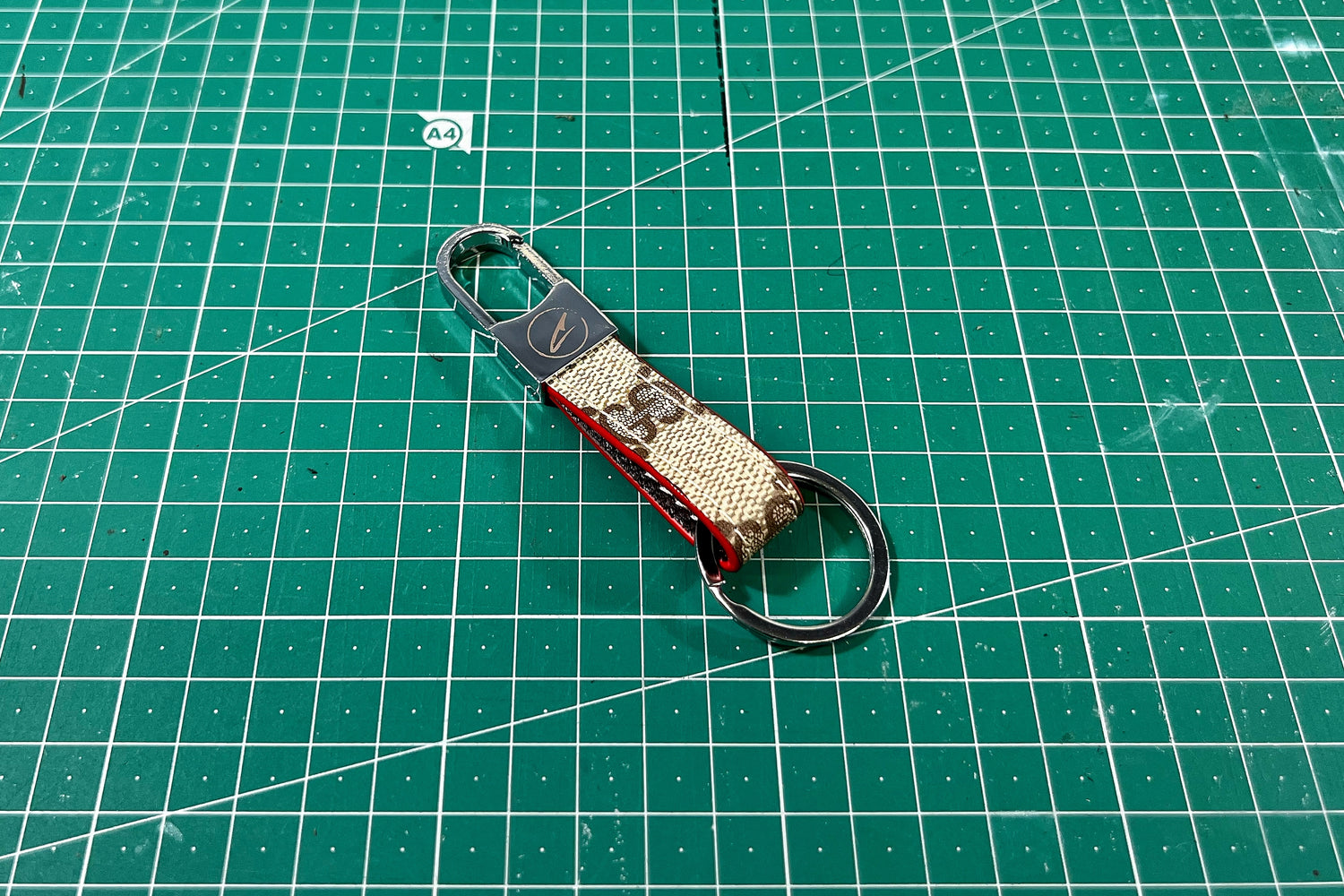 Beige GG Clip Keychain