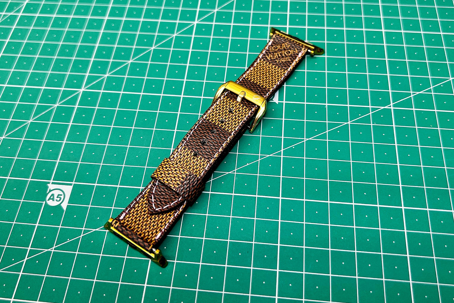 Ebene Damier w/Pink stitching Watch Band