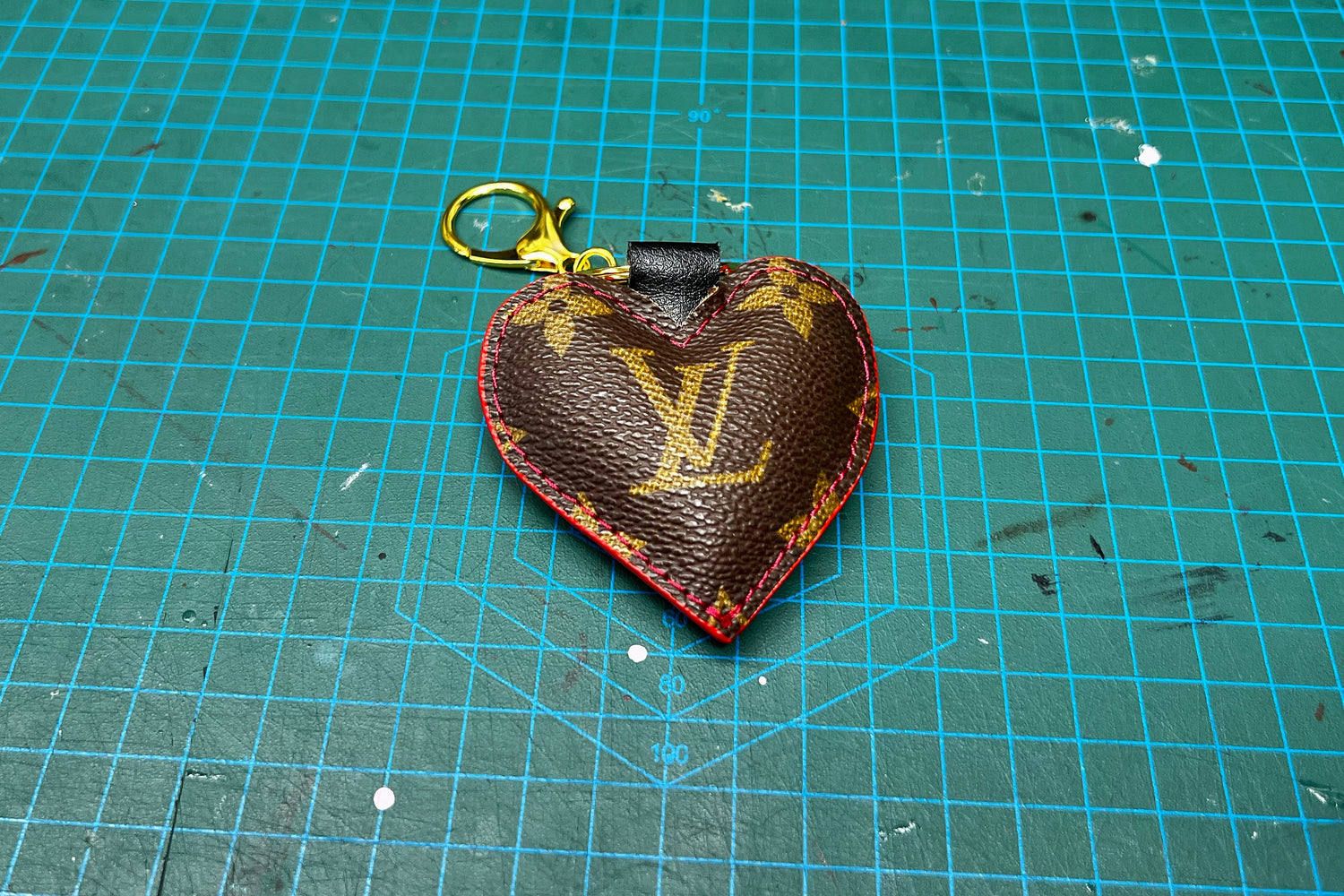Valentine Brown Monogram Heart Keychain
