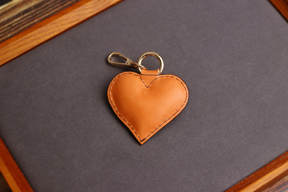 Tan BM Heart Keychain