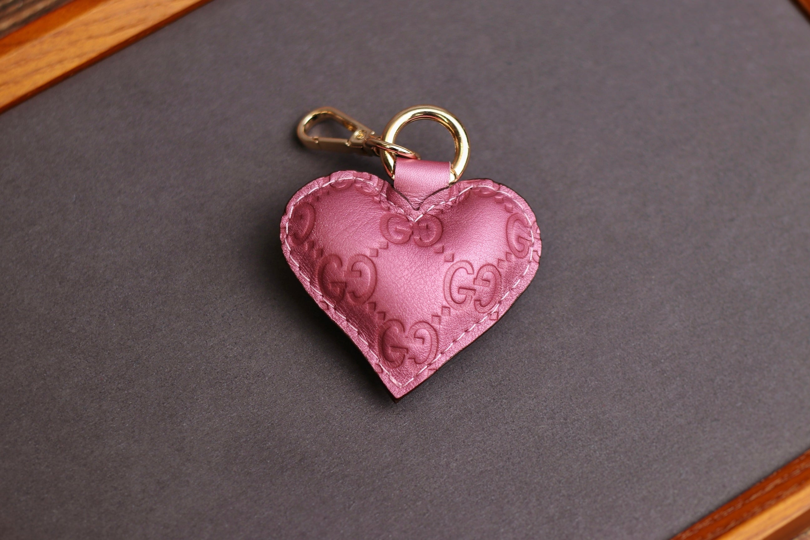 Pink GG Heart Keychain
