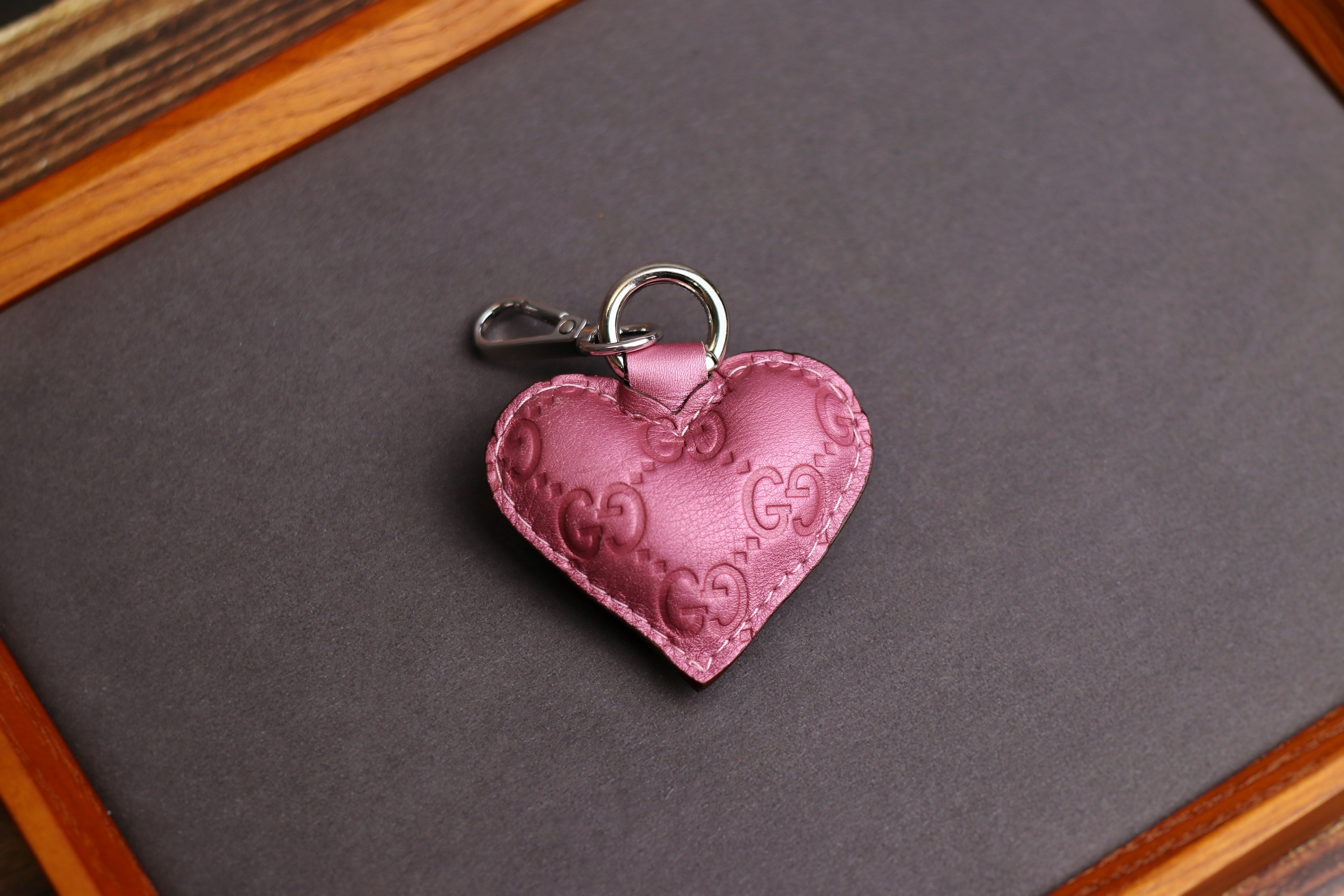 Pink GG Heart Keychain