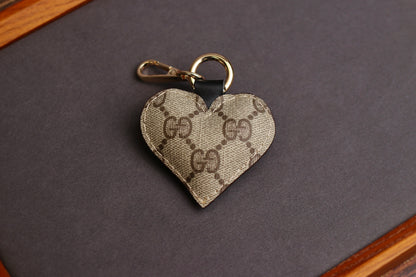 Beige GG Heart Keychain