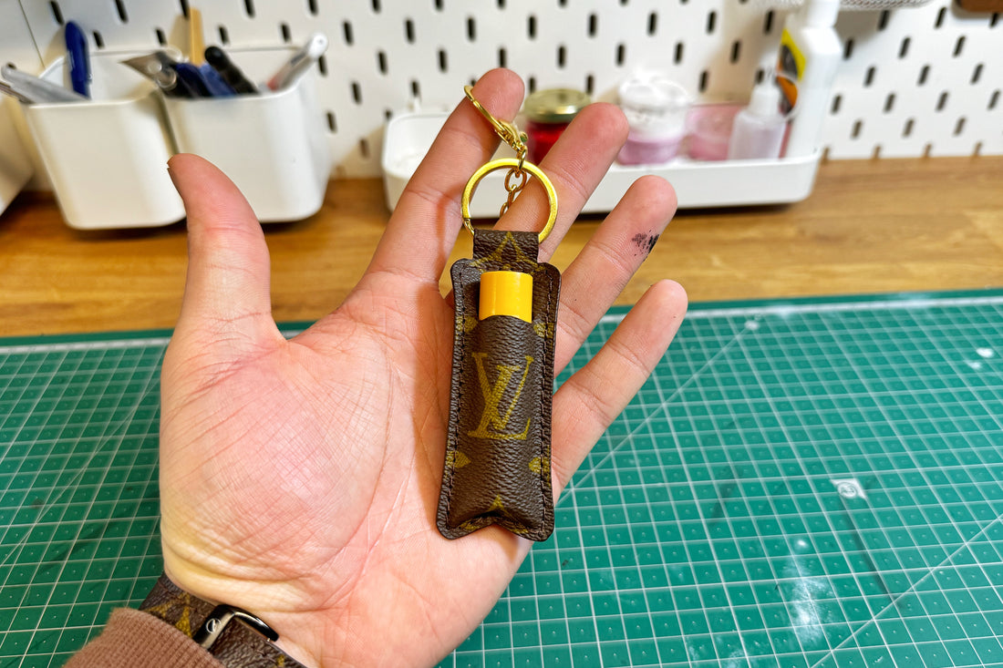 Brown Monogram Lip Balm Keychain