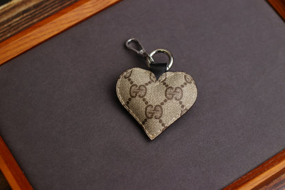 Beige GG Heart Keychain