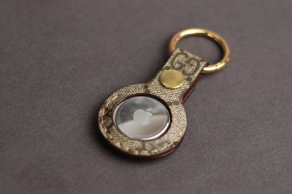 Beige GG AirTag Holder