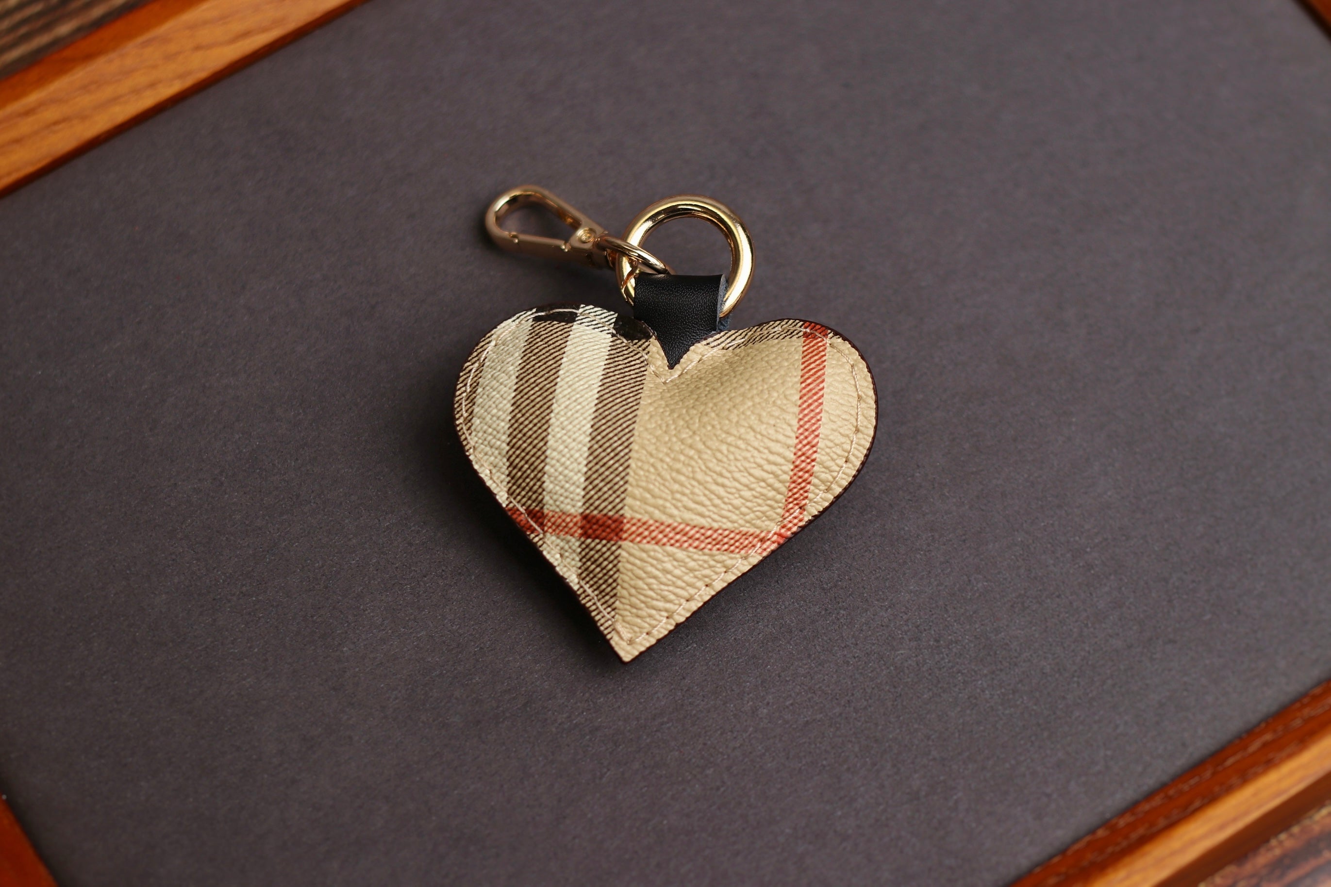 Tan BB Heart Keychain