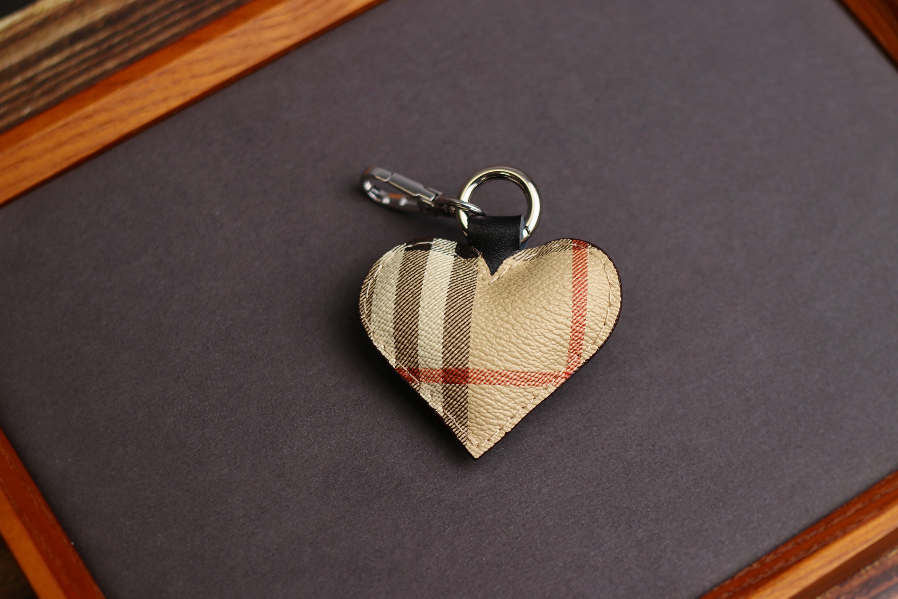 Tan BB Heart Keychain