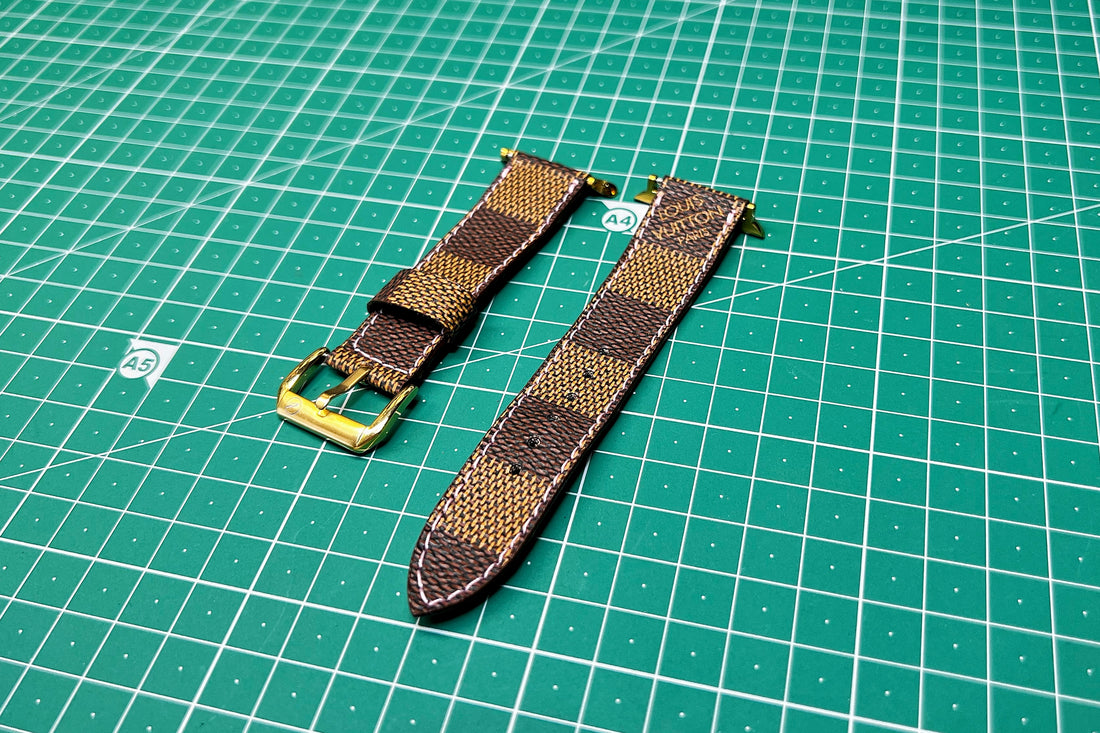 Ebene Damier w/Pink stitching Watch Band